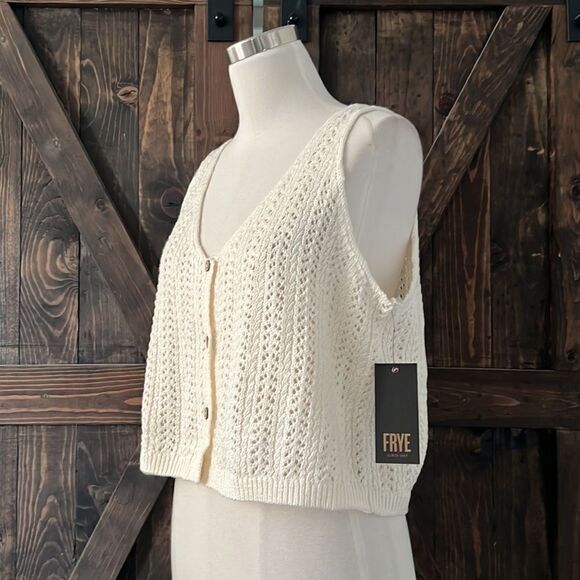 Nwt Frye BUTTON-UP POINTELLE  knitted crop TANK XL - Picture 3 of 11